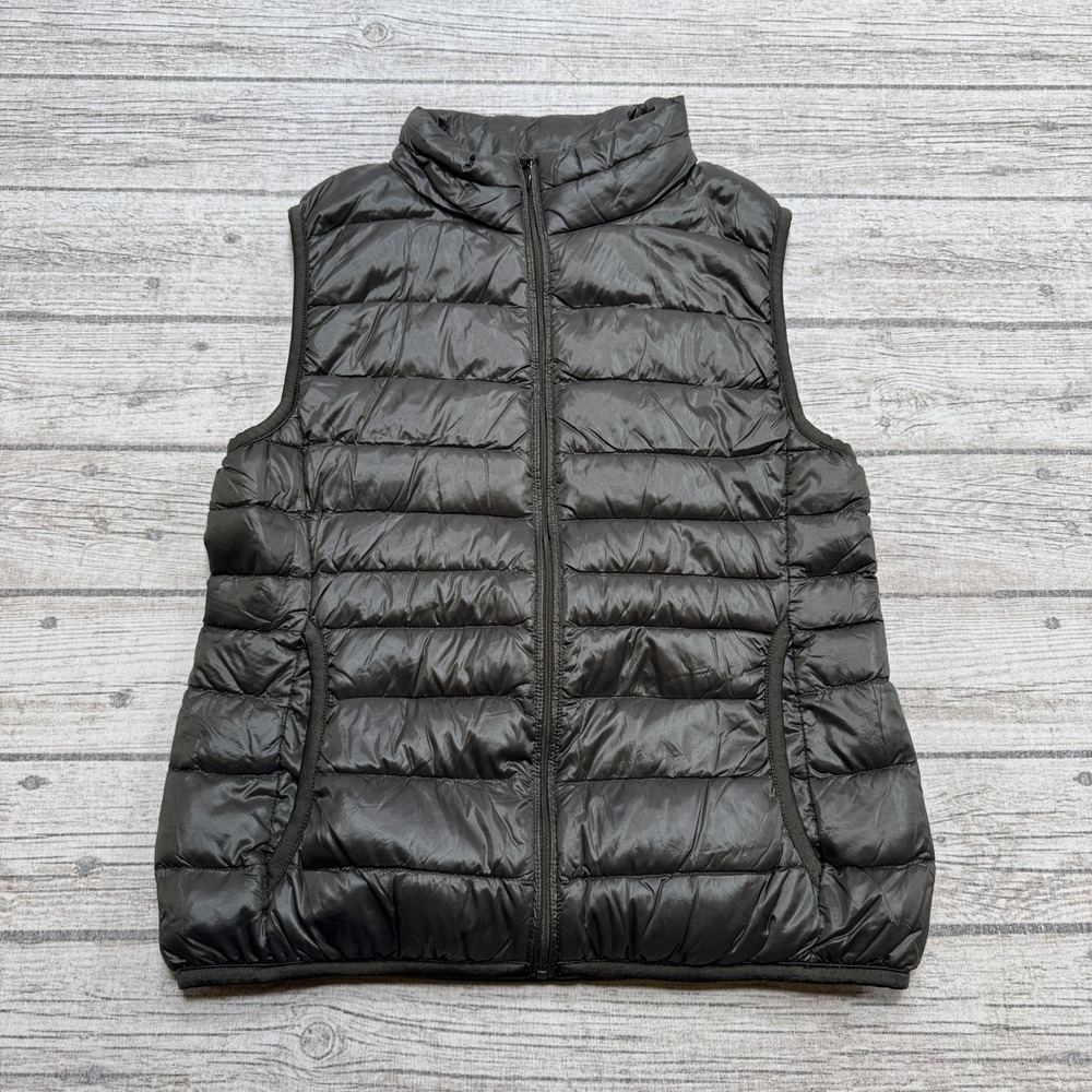 Uniqlo Puffer Vest Women's Medium Olive Green Ultra Light Down Quilted Outdoor